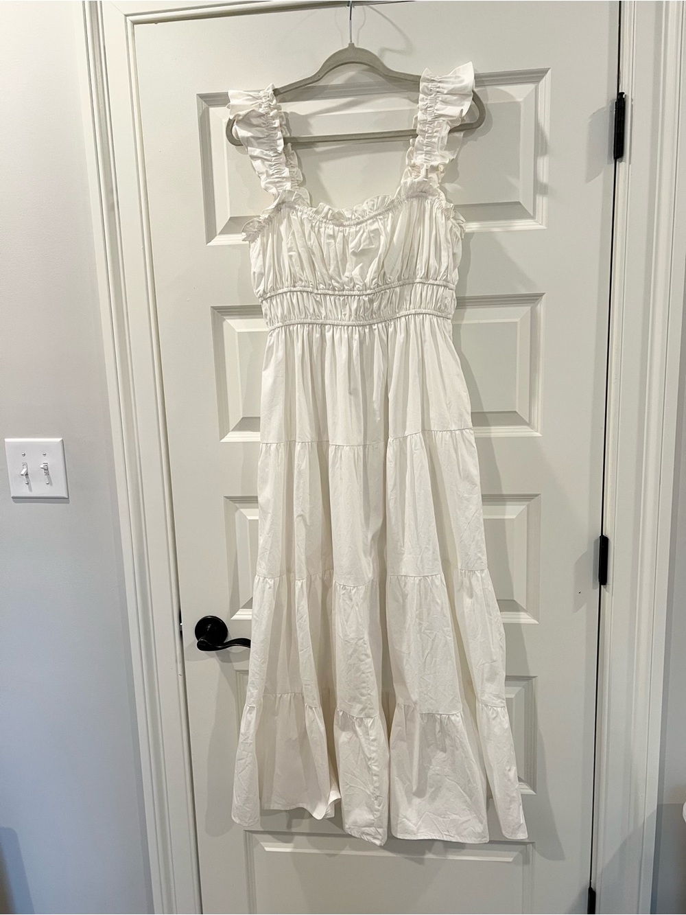 Altar’d State White Cotton Tiered Maxi Dress Pockets Cottagecore M - Picture 2 of 13
